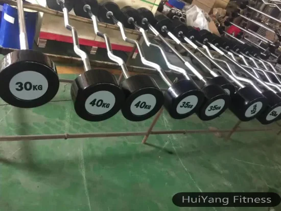Wholesale Free Weight PU Fixed Curl Barbell Gym Accessories