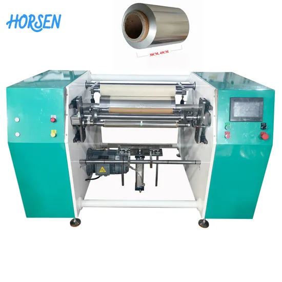 Semi Auto Aluminium Foil Food Paper Silicon Paper Cling Film Stretch Film Wall Paper Nonwoven Fabric Thermal Paper Rewinder 
